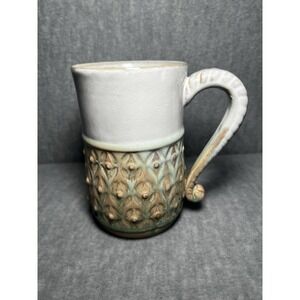 Boston Warehouse Trading Corp Sculptured Art Deco Tall Coffee Mug Gray Stoneware